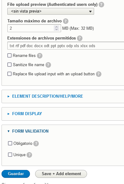 Webform adjuntar archivos 8